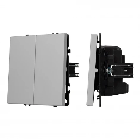 Механизм выключателя двухклавишный перекрёстный SWT-NOBE-MKX2-SFPL-IS (230V, 10A) (Arlight, Никель) 061794