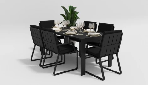 Обеденная группа Gardenini Malia (Алюминий,Ткань/Темно-серый,Черный) DMLA.010618.C1