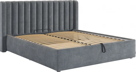 Кровать с подъемным механизмом Ева 160х200 см Mebelson (ДСП,ЛДСП,Велюр/Графит) арт.ZP.KM1.6-23.2171