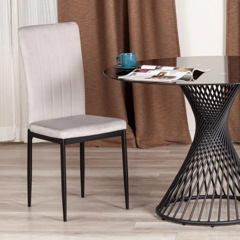 Стул VERTER (mod. 37-1) / 1 шт. в упаковке (Металл,Вельвет /Светло-серый,Черный)