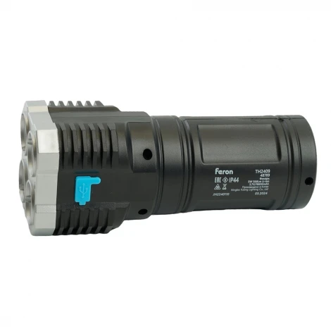 Фонарь ручной с аккумулятором USB Feron TH2409 48789