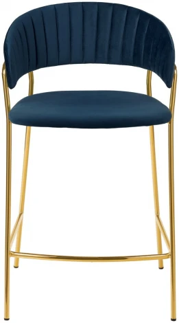 Комплект из 2-х стульев полубарных Turin синий с золотыми ножками Bradexhome арт.FR 0909P