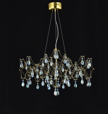 Подвесная люстра светодиодная с пультом и хрустальными подвесками K9 MyFar Ileria MR2653-57P-50СD