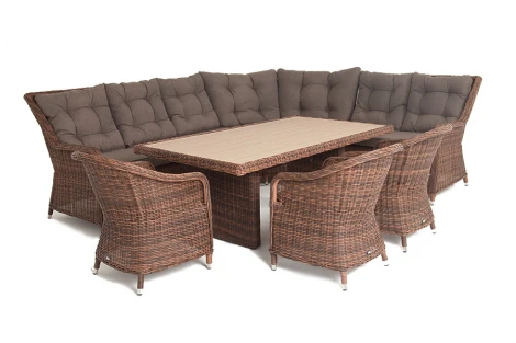 Обеденная группа угловая из искусственного ротанга, цвет коричневый 4SIS Бергамо BS6CT-5-SET brown