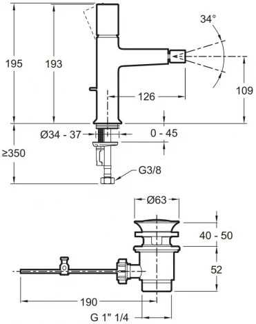 Смеситель Jacob Delafon Rivoli E24167-CP для биде