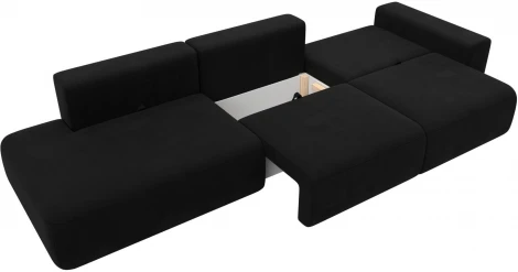 Диван прямой Лига-036 НПБ Модерн Лонг подлокотник справа (Черный/Микровельвет) Лига Диванов арт.121348