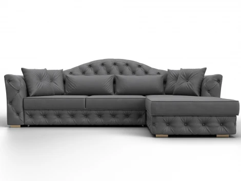 Диван угловой Артис правый угол (Брус,Рейка,Замша/Серый) Лига Диванов 128041