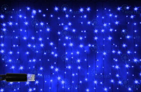 Гирлянда светодиодная Занавес синяя 220B, 300 LED, провод прозрачный, IP65 RL-CS2*1.5-CT/B Rich LED