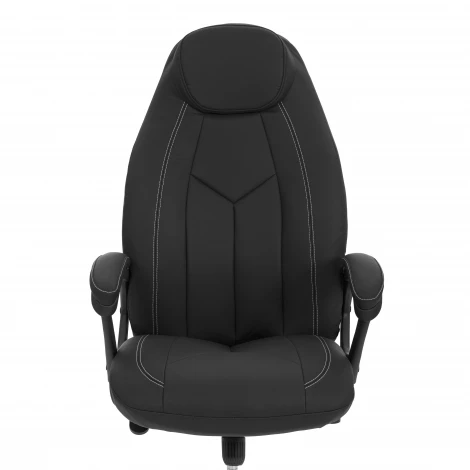Кресло Босс Люкс/Boss Lux (26) хром Экокожа LUX Classic 18-22, черный Tetchair 25932