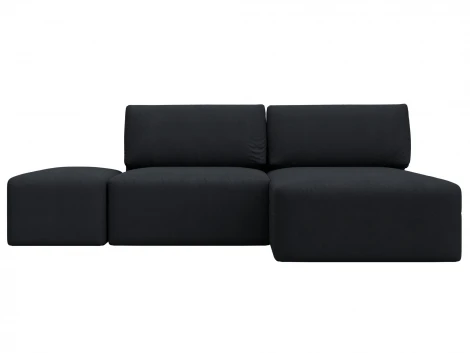 Диван угловой модульный с пуфом Лига-060 НПБ угол универсальный (ЛДСП,Брус,Фанера/Пластик/Замша/Темно-серый) Лига Диванов 129688