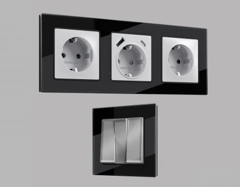 Рамка Ambrella Volt ALFA Platos (Черный Стекло закаленное натуральное) 2-ая AF380802