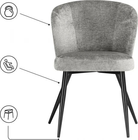 Стул на металлокаркасе Woodville Gref gray / black арт.15835