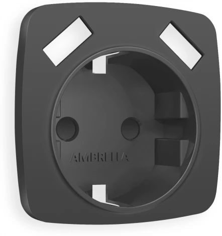 Лицевая панель Ambrella Volt OMEGA (Графит Мягкое касание) для электрической розетки с заземлением со шторками 2USB A+A OP9090