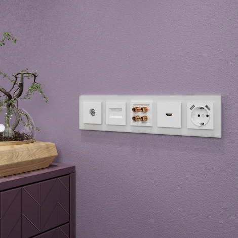 Рамка на 5 постов (белый матовый,стекло) W0051105 (a051287)