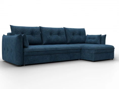 Диван угловой Лига-100 НПБ угол универсальный (ДСП,Фанера/Пластик/Велюр/Синий) Лига Диванов 133661