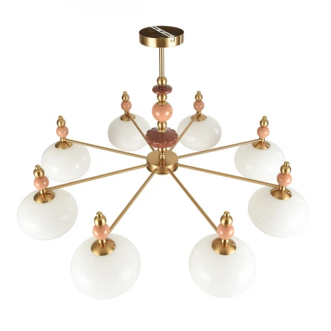 Потолочная люстра на штанге Lumion Piccolo 8425/8C бронза/белый/бежевый/коричневый, металл/керамика/стекло E27 8*60W 220V