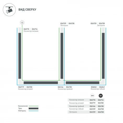 Коннектор тройной LGD-4TR-CON-INT-R2-BK (C) (IP20 Пластик) 026150