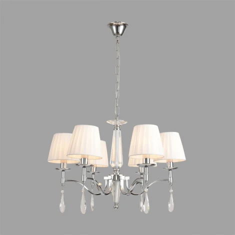 Подвесная люстра Lumion Magda 8316/6 хром/белый, металл/хрусталь/текстиль E14 6*40W 220V (на цепи)