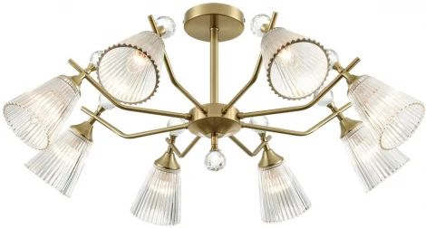 Потолочная люстра на штанге Lumion Aurica 8046/8C латунь/прозрачное стекло Е14 8*40W 220V
