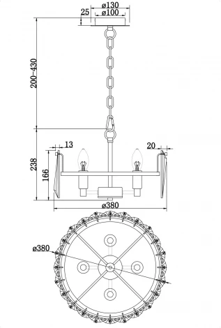 Подвесная люстра Maytoni Puntes MOD043PL-04CH (220V, хрусталь, на цепи, круглые)