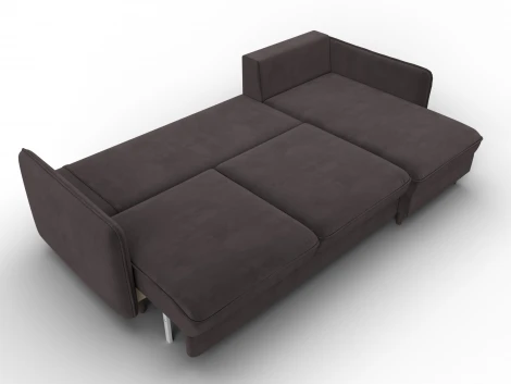 Диван угловой Лига-064 НПБ угол универсальный (ДСП/Дерево/Велюр/Коричневый) Лига Диванов 134773