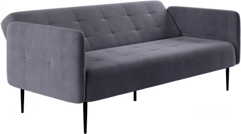 Monaco диван-кровать прямой с подлокотниками, трехместный, бархат серый 27 Top Concept арт.13013