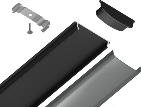 Алюминиевый профиль накладной гибкий для светодиодной ленты до 15мм Ambrella Illumination GP1600BK/BK