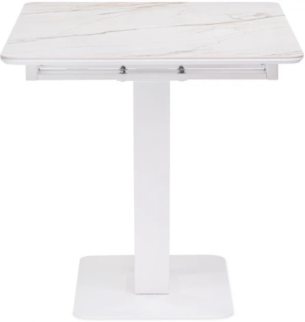 Стол на тумбе Woodville Бугун 120х80х77 белый мрамор с прожилками / белый 532390