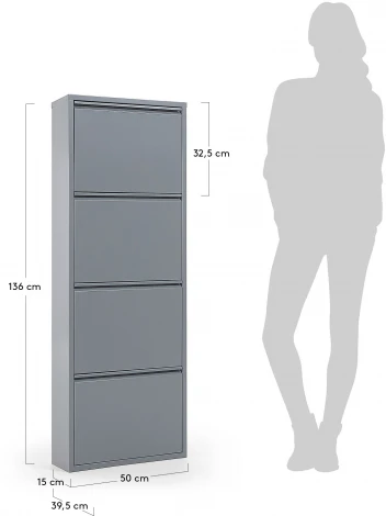 Ящик для обуви La Forma (ex Julia Grup) Ode (Серый/ Металл,Сталь)