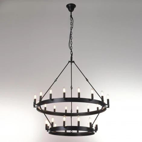 Подвесная большая люстра ярусная Citilux Смитсон CL470230 (на цепи, свеча, круглые, под старину, кольцо)