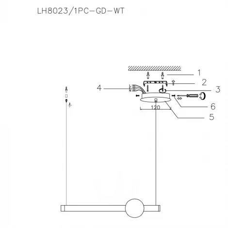 Подвесной светильник Lumien Hall Greniya LH8023/1PC-GD-WT