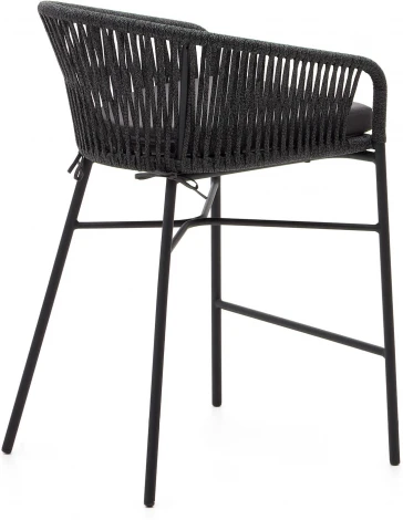 Веревочный полубарный стул Yanet черного цвета 65 см La Forma (ex Julia Grup) арт.114295