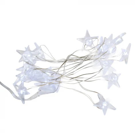 Светодиодная гирлянда линейная Звездочки на проволоке 5000К с питанием от батареек Feron CL589 51446