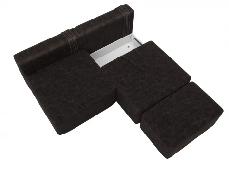 Диван прямой модульный с пуфом Лига-060 НПБ (ЛДСП,Брус,Фанера/Пластик/Велюр/Коричневый) Лига Диванов 129673