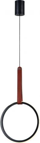 Подвесной светодиодный светильник Escada Alliance 10295/1LED Black 30Вт, кожа/металл/силикон, черный (220V, на проводе, кольцо)