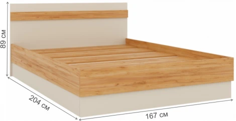 Двуспальная кровать Woodville Кассандра 160х200 дуб крафт золотой / кашемир 559201