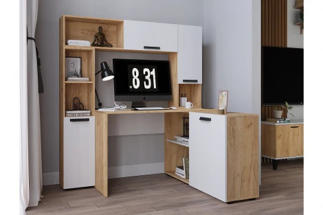 Полка ТЭКС навесная 1200 Квартет-13, дуб крафт/белый