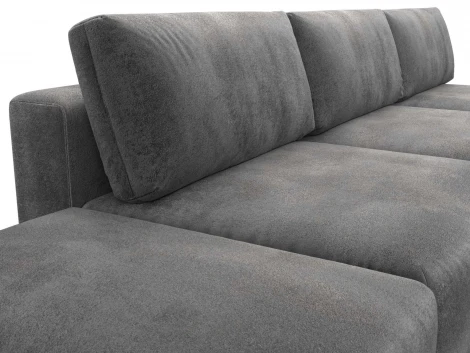 Диван прямой модульный с пуфом Лига-060 НПБ Лонг (ЛДСП,Брус,Фанера/Пластик/Велюр/Серый) Лига Диванов 129477