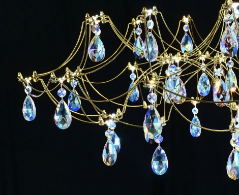 Подвесная люстра светодиодная с пультом и хрустальными подвесками K9 MyFar Ersilia MR2663-60P-50СD