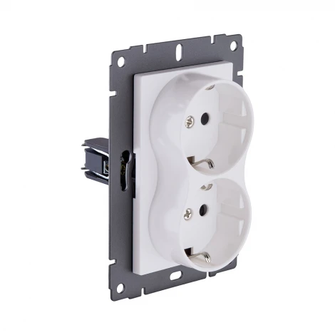 Розетка штепсельная SCHUKO двойная 16A/250 В белый матовый Kollinger REA-032WM для Aspekt, Eleganz, Reflex