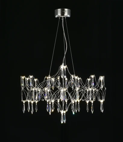 Подвесная люстра светодиодная с пультом и хрустальными подвесками Asfour MyFar Ileria MR2651-57P-76AP