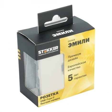 Розетка USB Type A+С (кашемир, soft touch) Stekker Эмили 49905
