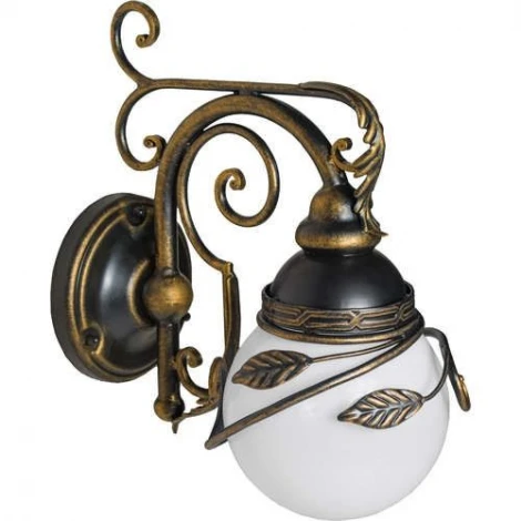 Настенный фонарь уличный Кузнечное дело Галактика 30-002-ЧЗ (220V, ковка, шар, листья, под старину, IP54)