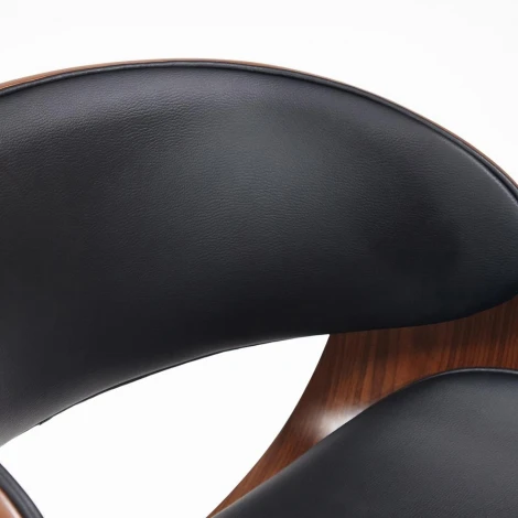 Барный стул LANDO (mod.4036) черный/орех/хром (металл/дерево/экокожа)