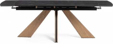 Керамический стол Шаннон 180 (Шаннон 180(240)х90х79 черный мрамор / дуб монтана) Woodville арт.588054