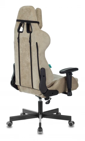 Кресло игровое Zombie VIKING KNIGHT Fabric песочный Light-21 с подголов. крестовина металл