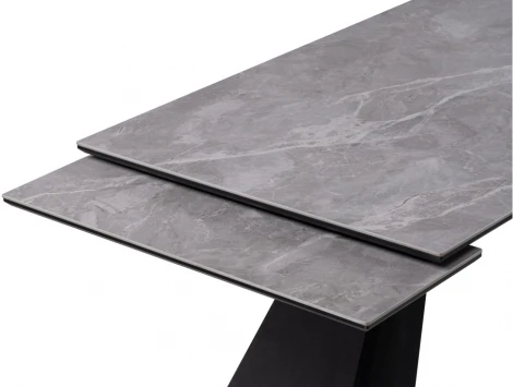 Керамический стол Woodville Ливи 140х80х78 серый мрамор / черный 532401