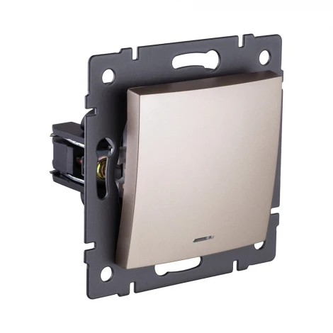 Выключатель 1-клавишный 10А/250В с LED подсветкой, изогнутый, золотой Kollinger REA-R-002GD для Aspekt, Eleganz, Reflex