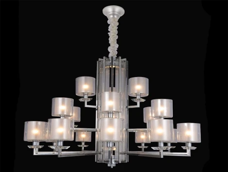 Подвесная большая люстра Newport 4400 4412+6+3/C chrome (220V, на цепи)