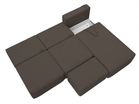 Диван угловой модульный с пуфом Лига-060 НПБ Лонг угол универсальный (ЛДСП,Брус,Фанера/Пластик/Рогожка/Коричневый) Лига Диванов 129719